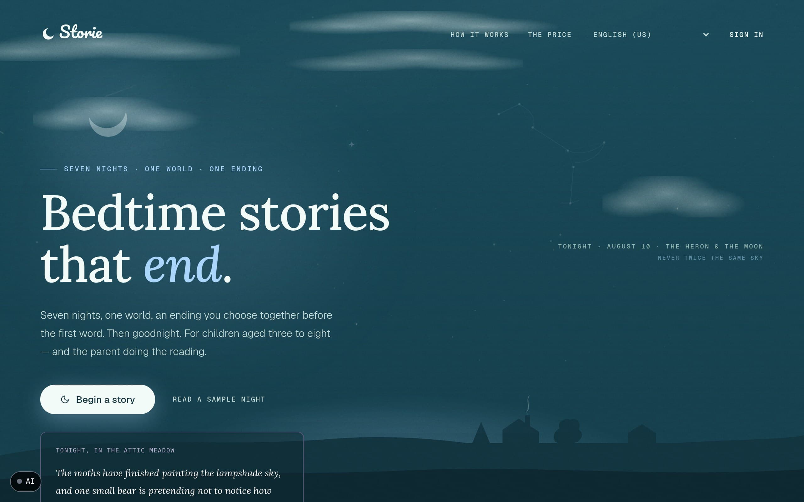 Storie, as it runs today: Cuentos para dormir que sí terminan.
